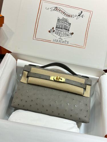 حقيبه هرميس ميني كيللي لون رمادي فخمة بحامل يد