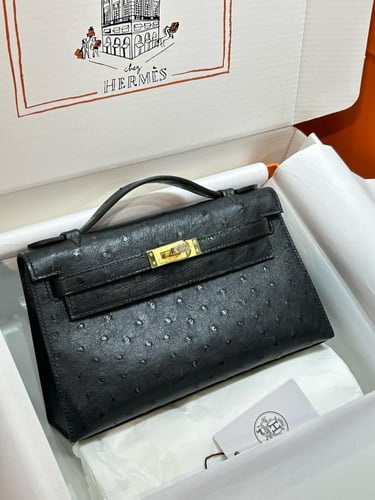 حقيبه هرميس ميني كيللي لون اسود فخمة بحامل يد