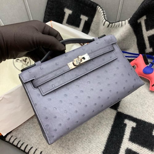 شنطه نسائيه هيرمز ميني كيللي لون رمادي فاخرة بمقبض...