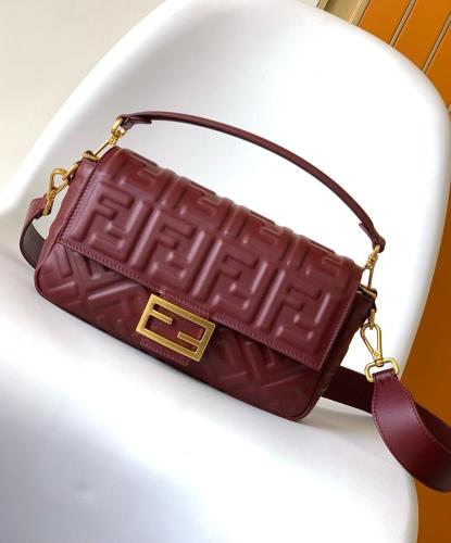 شنطة فندي ميني باجيت برغندي مقاس 27cm