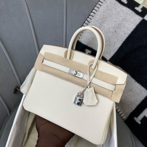 حقيبة نسائية هيرميس بيركين أبيض مقاس 25