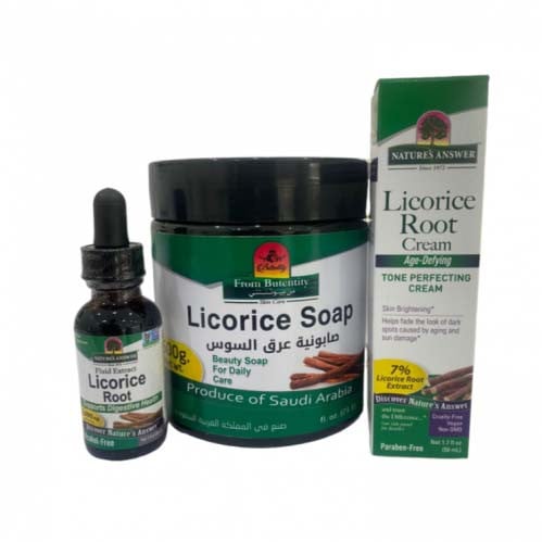 مجموعة عرق السوس لتبيض وتوحيد لون البشرة