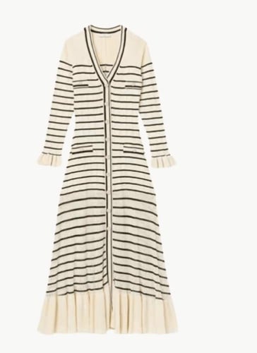 فستان مخطط طويل Sandro