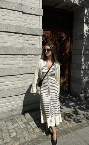 فستان مخطط طويل Sandro