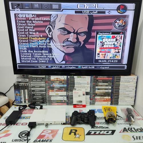 PS2 بلاستيشن تو مبرمج بداخله 125 لعبة لون ابيض