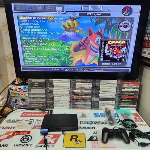 PS2 جهاز بلاستيشن تو 2 مبرمج بداخله 125 لعبة