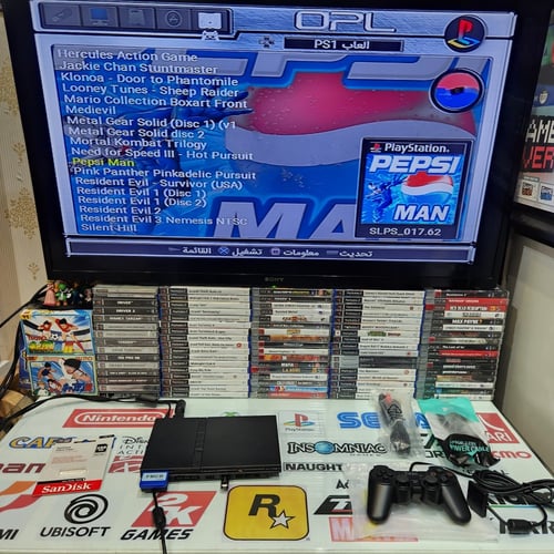 PS2 جهاز بلاستيشن تو 2 مبرمج بداخله 125 لعبة
