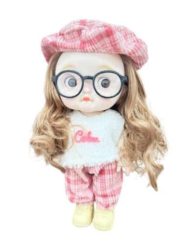 دمية أطفال لطيفة مع نظارات وزي بنمط نقشة "هوندستوث...