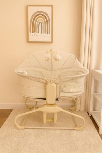 ماستيلا سرير أطفال كهربائي 4-في-1 يهتز بتحكم باللم...