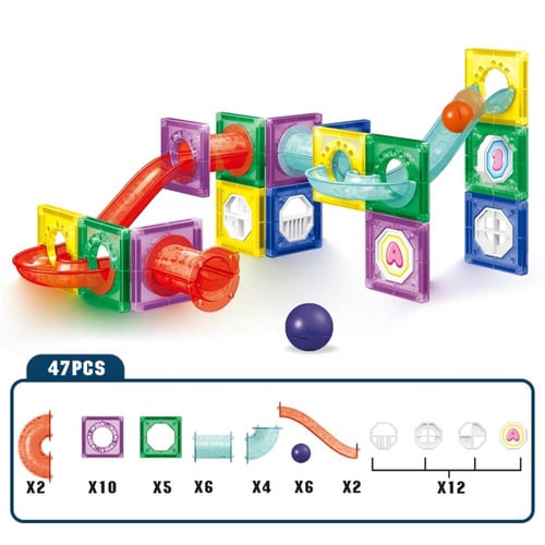 مجموعة مكعبات المسار المغناطيسية - لعبة تركيب كرات...