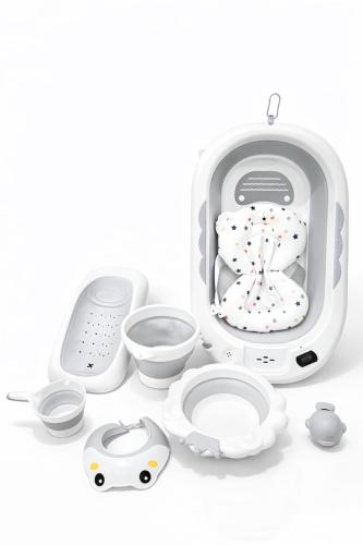 طقم استحمام أطفال متكامل 8 في 1 فاخر قابل للطي مع...