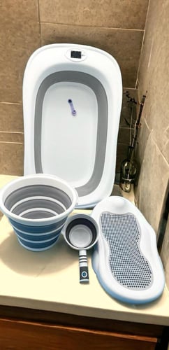 بانيو للإستحمام متنقل جامبو 4في 1 مع ستل للغسيل وك...