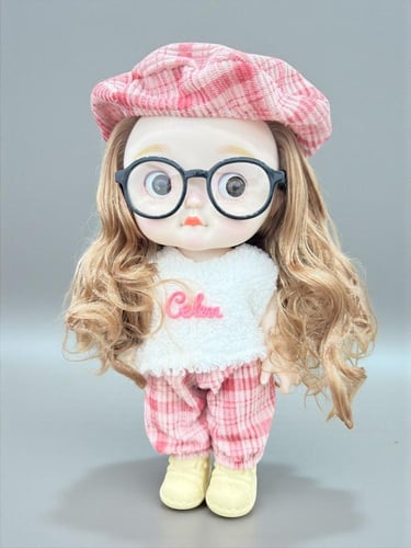 دمية أطفال لطيفة مع نظارات وزي بنمط نقشة "هوندستوث...