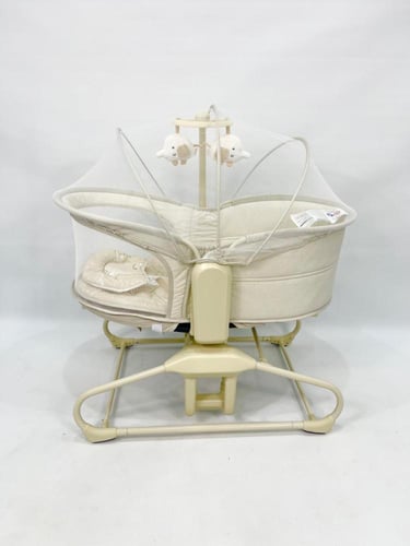 ماستيلا سرير أطفال كهربائي 4-في-1 يهتز بتحكم باللم...