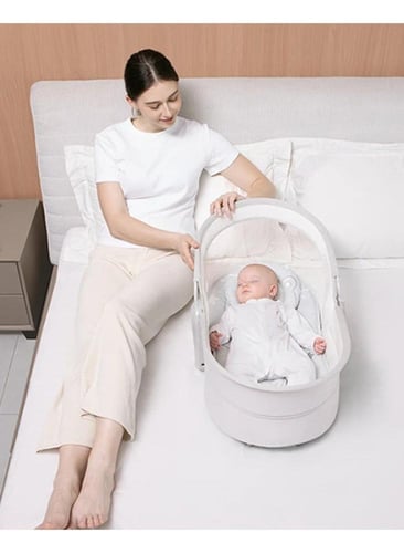 ماستيلا سرير أطفال كهربائي 4-في-1 يهتز بتحكم باللم...