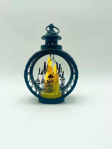 فانوس الضوء مع 3 شمعات DY-3 مطبوع رمضان مبارك