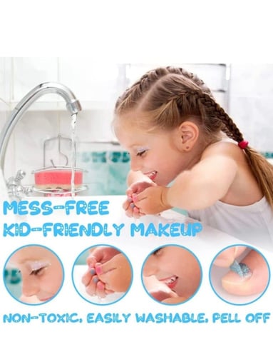 مجموعة مكياج أطفال - 21 قطعة قابلة للغسل