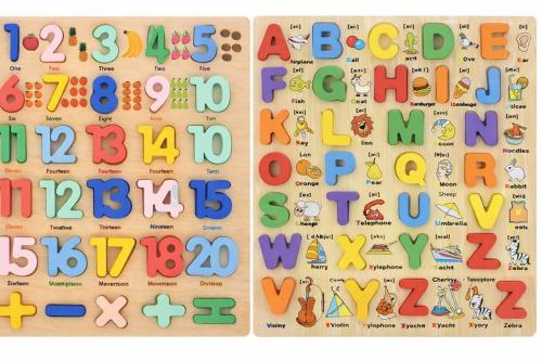 لوح تعليمي خشبي للأطفال أرقام من 1: 20 وحروف من A...