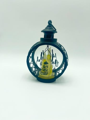 فانوس الضوء مع 3 شمعات DY-3 مطبوع رمضان مبارك