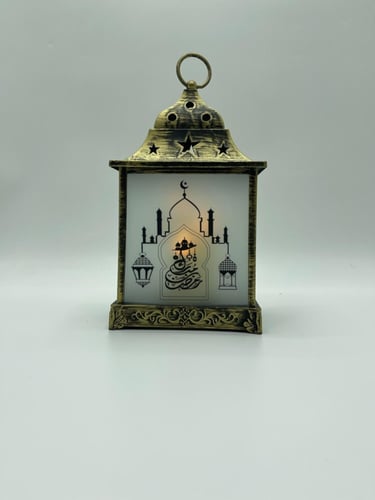 فانوس 3 شمعات مع الضوء JY2214 مطبوع رمضان مبارك