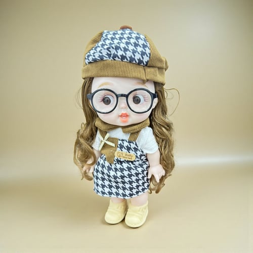 دمية أطفال لطيفة مع نظارات وزي بنمط نقشة "هوندستوث...