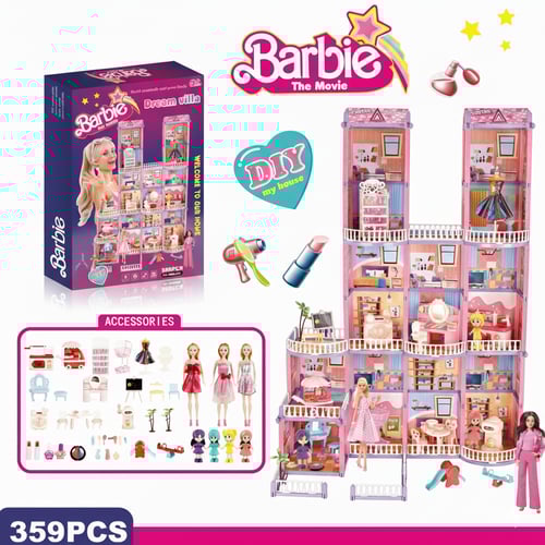 مجموعة ألعاب منزل أحلام باربي فيلا DIY - 359 قطعة...