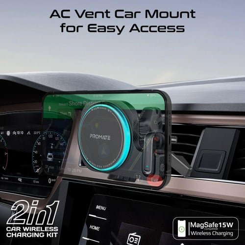 شاحن سيارة MagSafe 2 في 1 مزود بسماعة أذن ENC أحاد...