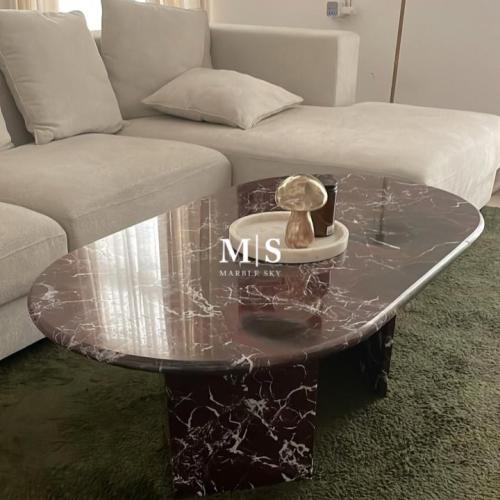 طاولة قهوة رخام برغندي طبيعي