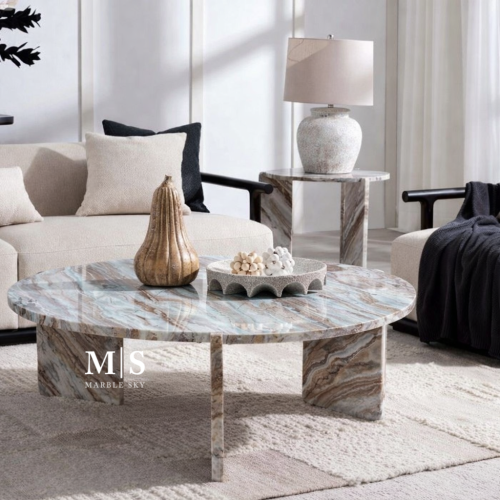 طاولة قهوة رخام طبيعي