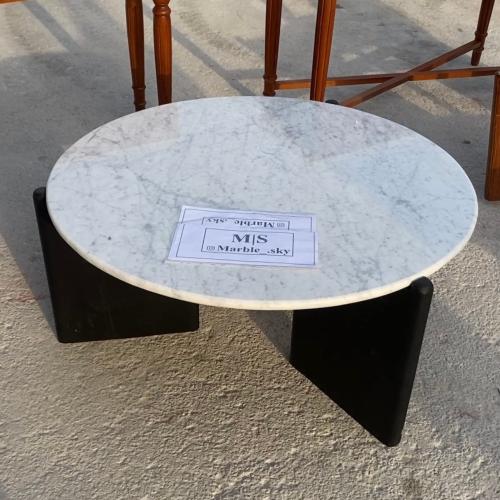 طاولة قهوة بقواعد خشب + رخام طبيعي