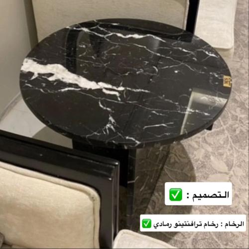 طاولات جانبية 2 رخام ترافنتينو رمادي