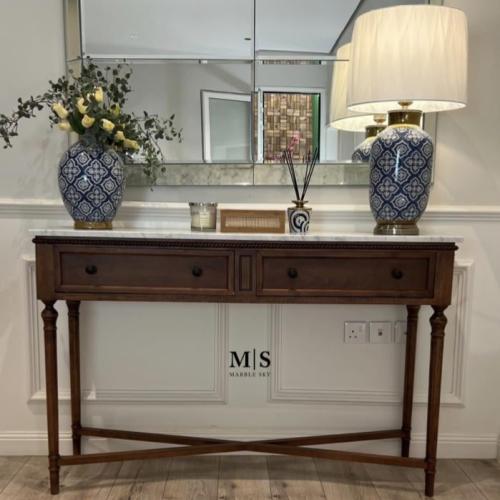 كونسول خشب و رخام طبيعي