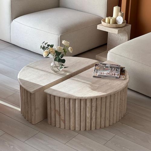 طاولة نصفين رخام ترافنتينو