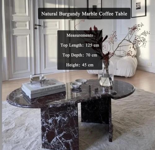 Natural burgundy marble coffee table