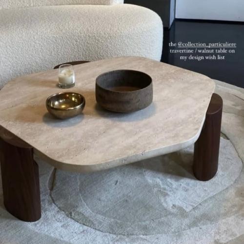 طلب خاص طاولة قهوة خشب ورخام