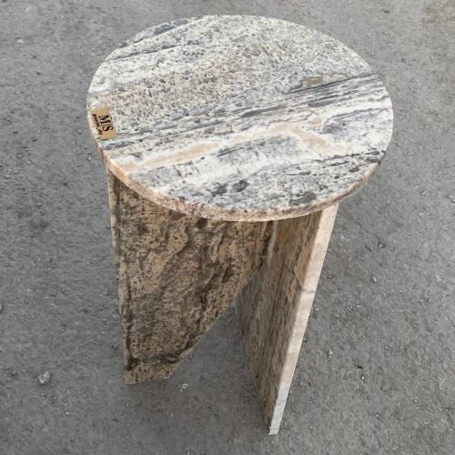 طاولة خدمة رخام ترافنتينو رمادي طبيعي