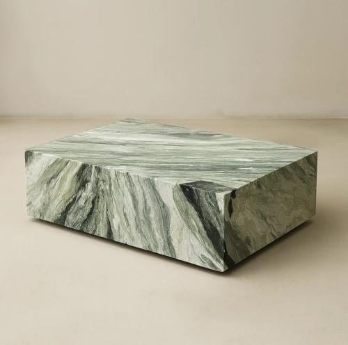 طاولة قهوة بوكس رخام ساند قرين طبيعي