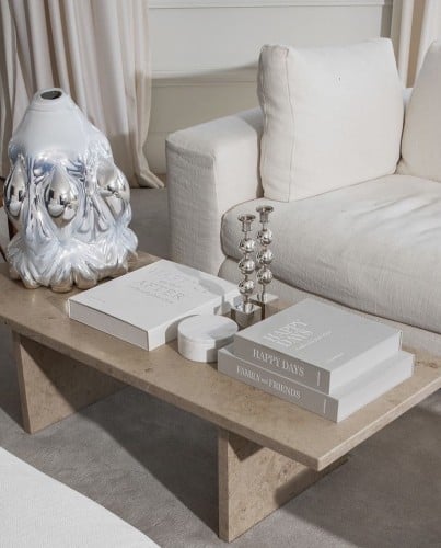 طاولة قهوه رخام ترافنتينو طبيعي