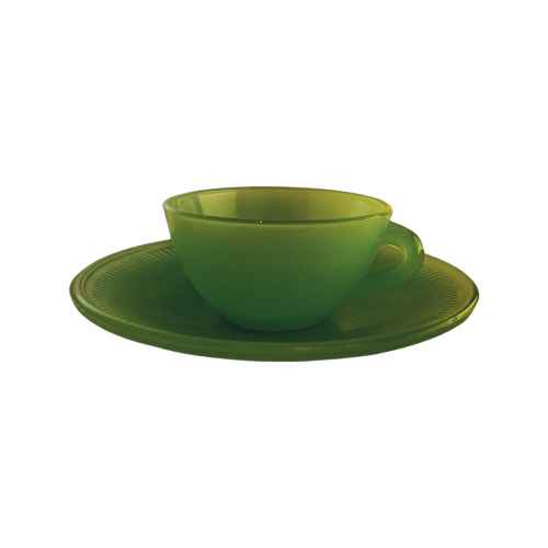 كوب وصحن الجاديت الأخضر1960s Jadeite green cup and saucer