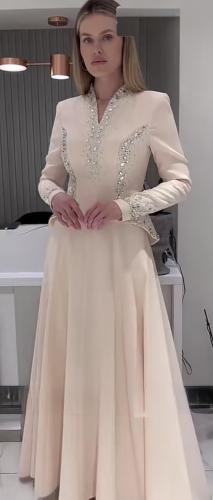 فستان ثلاث الوان بني واسود وكافي