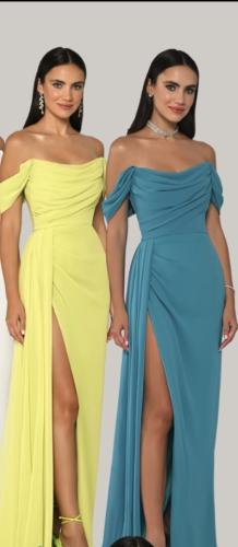 فستان سهره سماوي واصفر