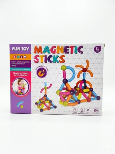 طقم العصي والكرات المغناطيسية التعليمي (STEM) - 62...