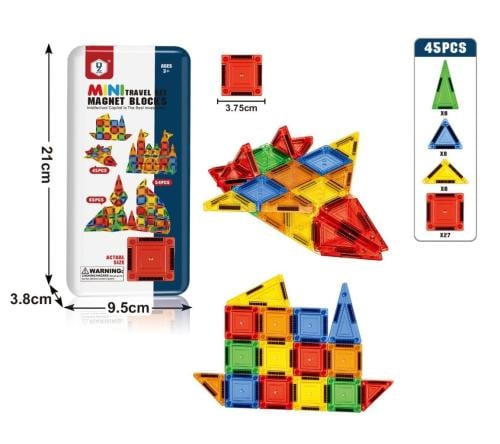 مكعبات بناء مغناطيسية محمولة للسفر - طقم "ميني ترا...