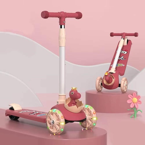 سكوتر أطفال بثلاث عجلات وإضاءة LED ومقعد قابل للطي