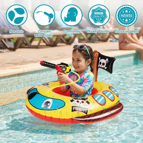 قارب قراصنة قابل للنفخ مع مسدس ماء للأطفال – لعبة...