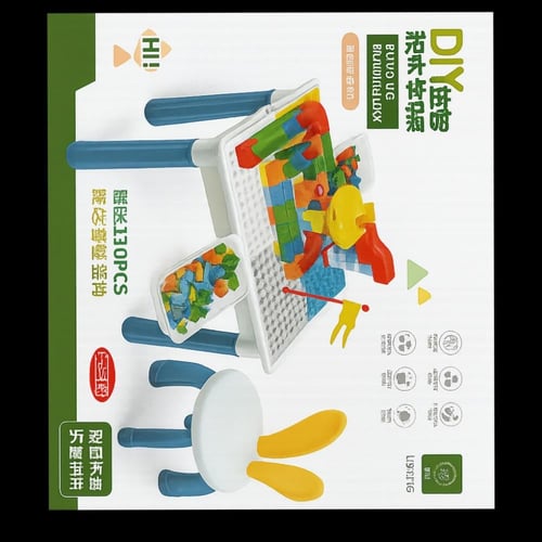 طاولة المكعبات الذكية للأطفال – 130 قطعة من المرح...