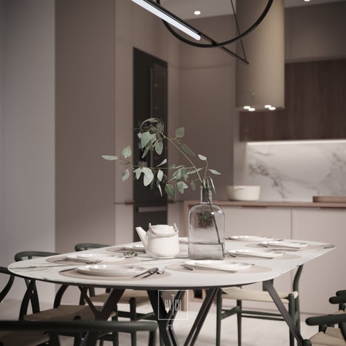 طاولة طعام ثلث (O8) نوع السطح Geo Crema