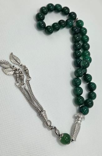 سبحة فاخرة عقيق برازيلي طبيعي - الأخضر