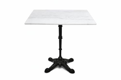 طاولة طعام رخام مربعة بلون أبيض