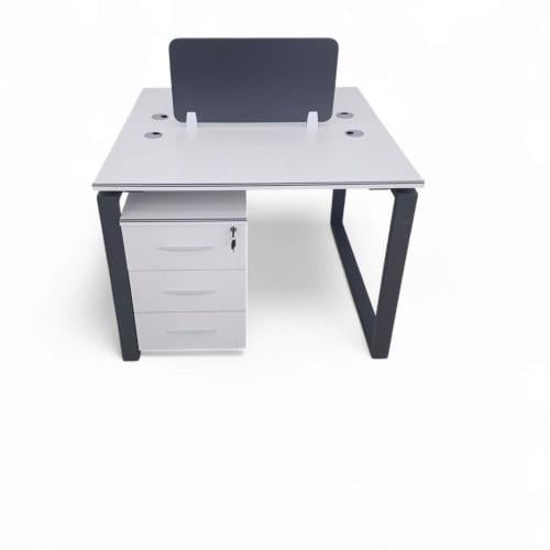 مكتب عمل ثنائي مع 2 كمدينة لون ابيض على رصاصي خشب...